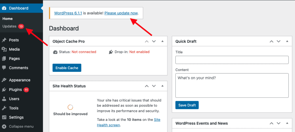 Update WordPress Core Files - Step 1