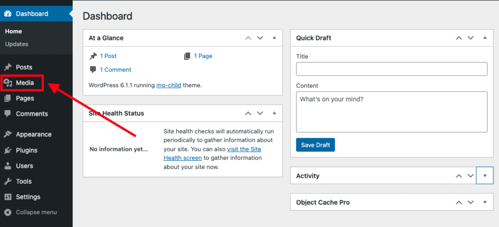 Upload images to WordPress - Step 1