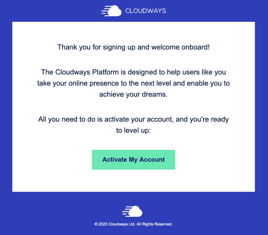 Activate your Cloudways account